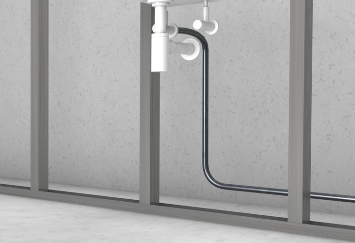 Trinkwasserleitungen warm verbunden mit dem Waschtisch in Vorwandinstallation