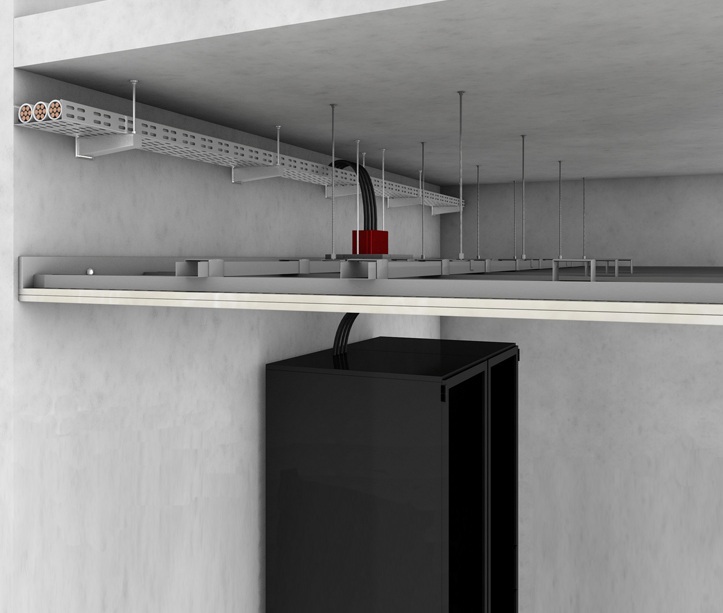 FST-Kombibox SUD in abgehängter Feuerschutzdecke eingebaut